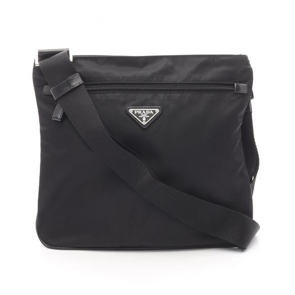 Prada TESSUTO + SAFFIANO Shoulder Bag in Nylon and Saffiano Leather, Black, V... - Picture 1 of 9